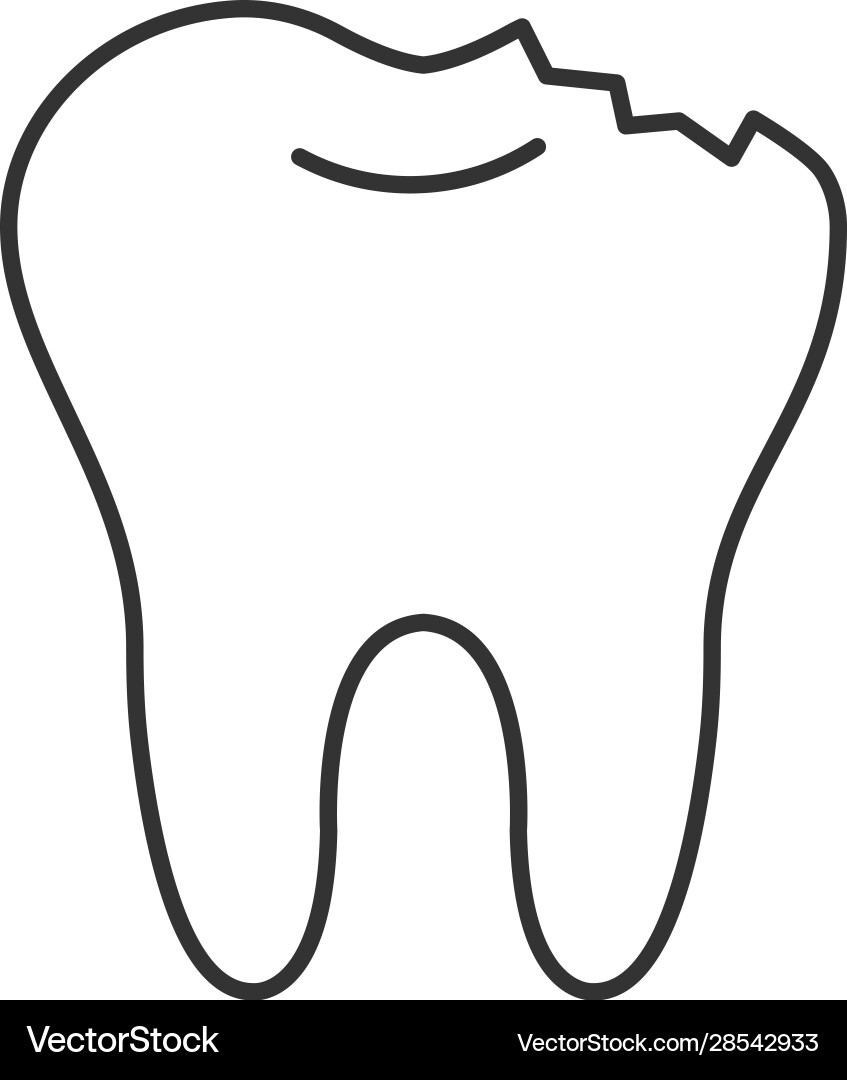 Broken tooth linear icon Royalty Free Vector Image