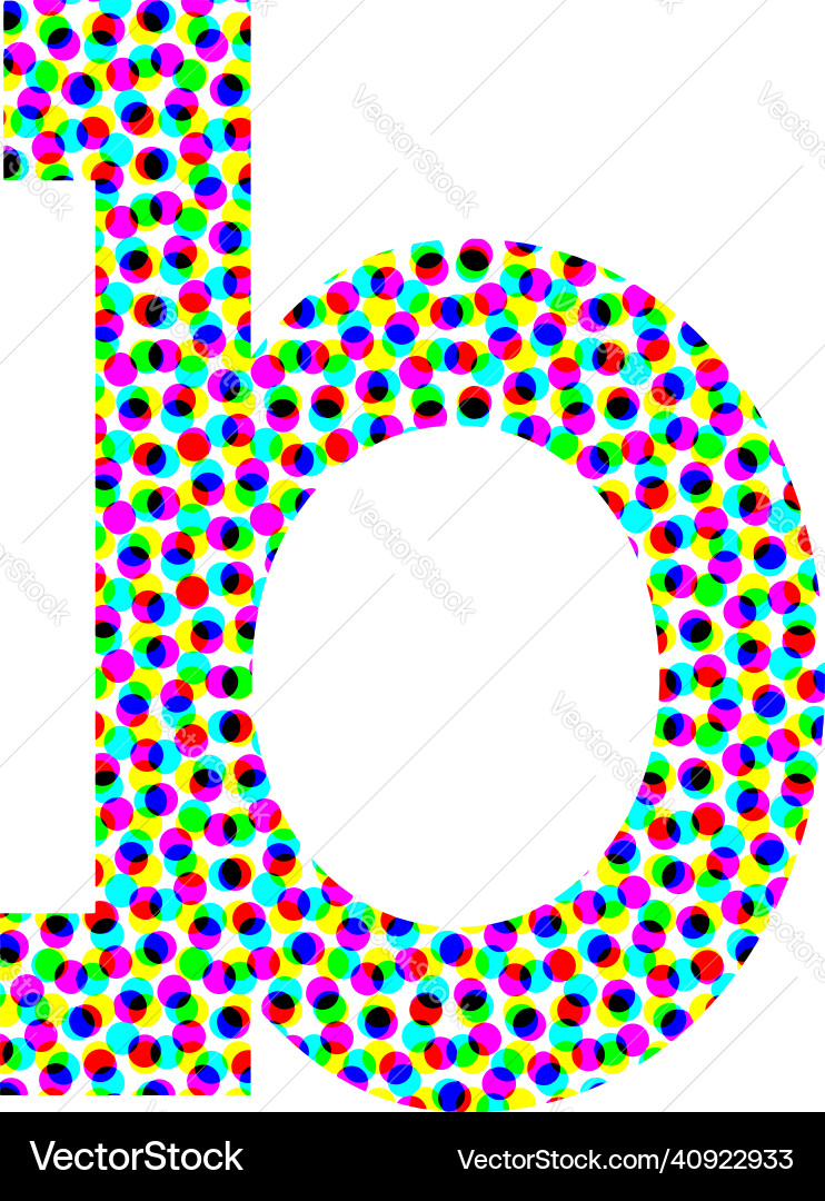 Colorful halftone font design letter b Royalty Free Vector