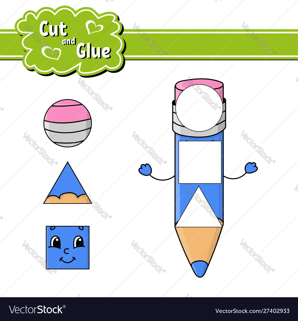 Cut and glue education developing worksheet Vector Image