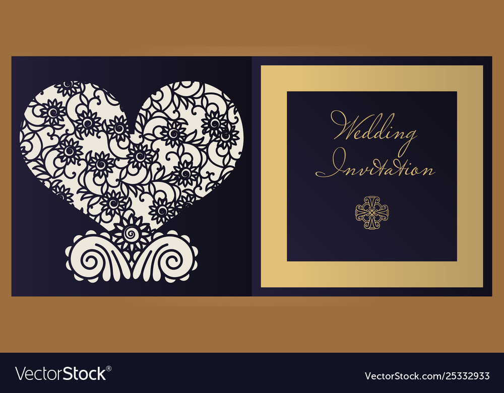 Laser cut paper for weddings invitation template Vector Image