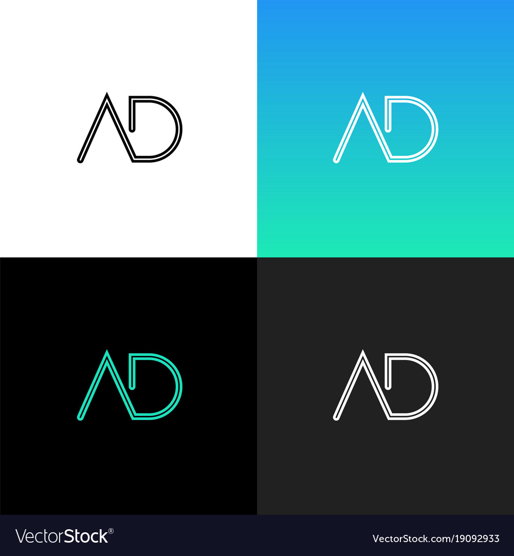 Logo ad linear of the letter a and d Royalty Free Vector