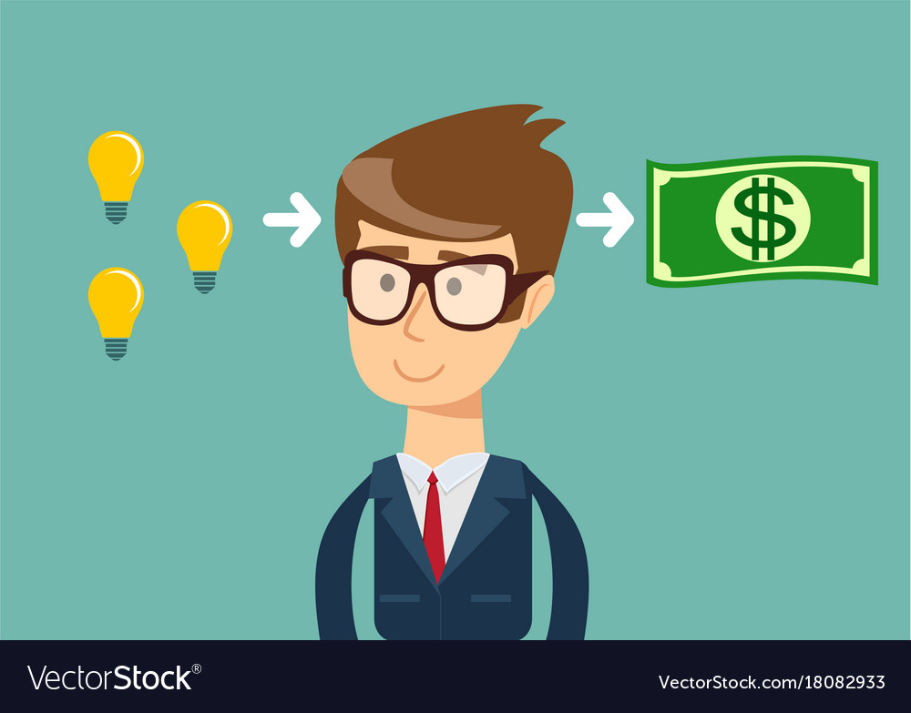 Man make money from idea Royalty Free Vector Image