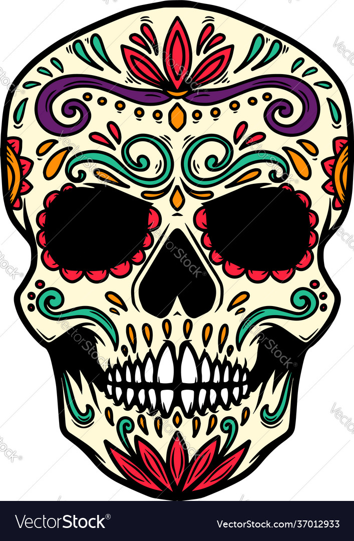 Mexican sugar skull design element for logo label Vector Image