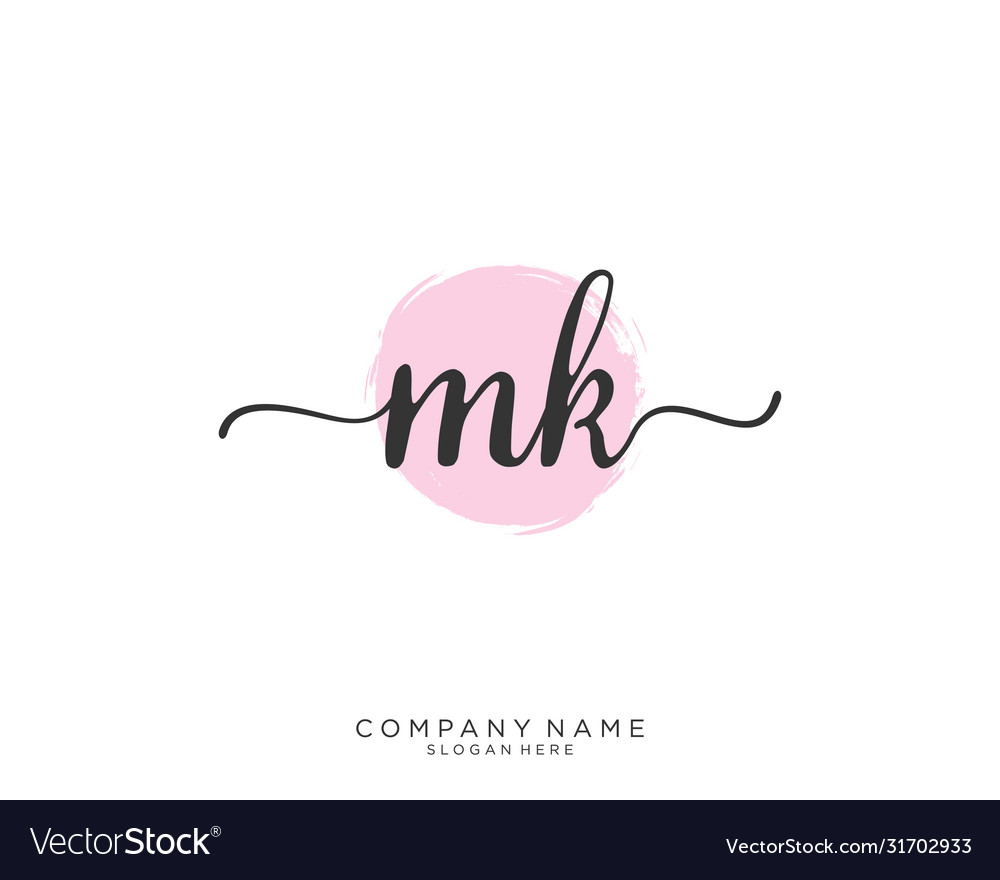 Mk initial handwriting logo design Royalty Free Vector Image