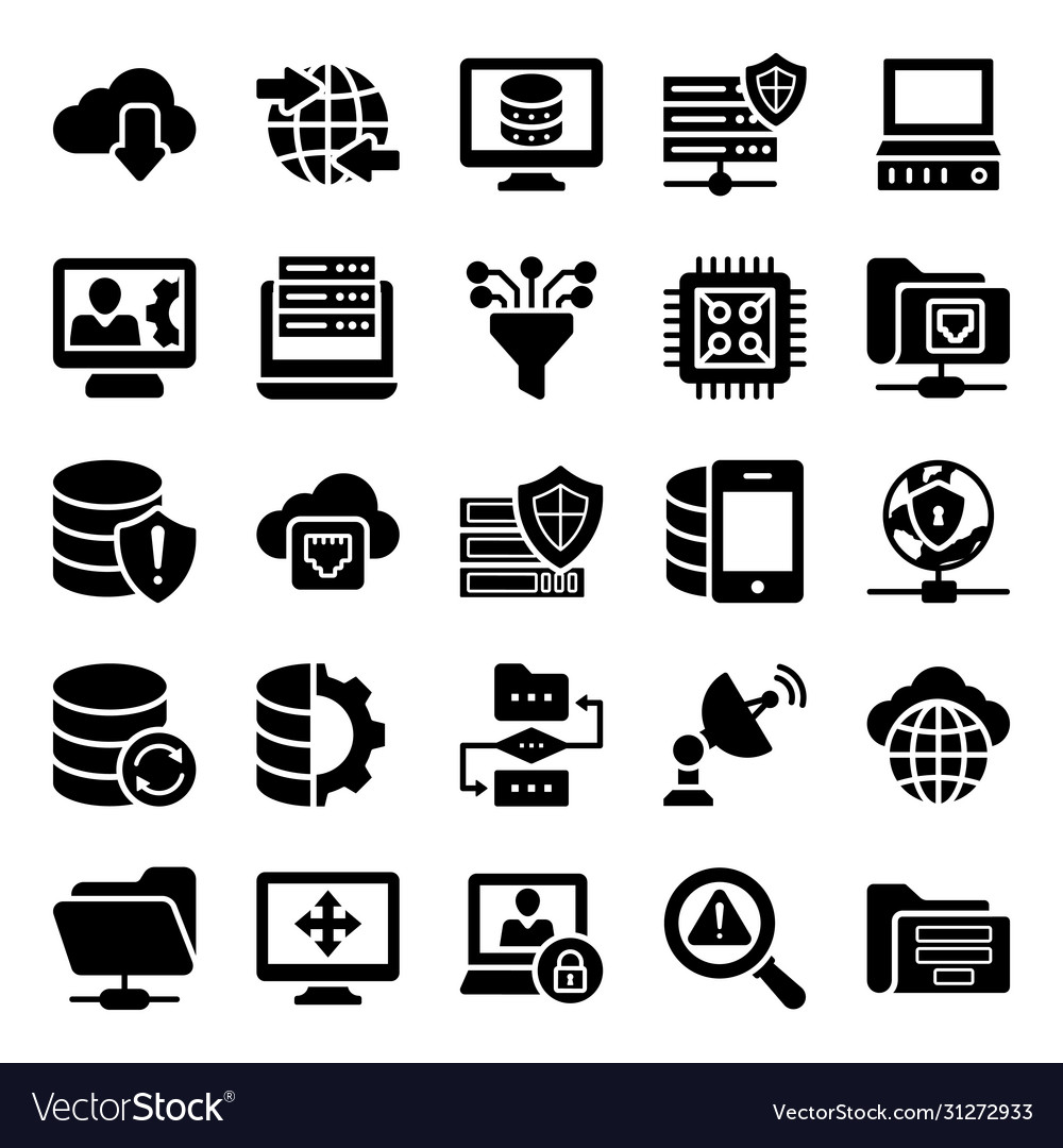 Network hosting flat icons set Royalty Free Vector Image