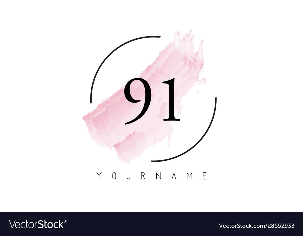 Number 91 watercolor stroke logo design Royalty Free Vector