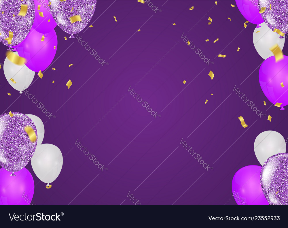 Purple And White Balloons And On The Background Vector Image