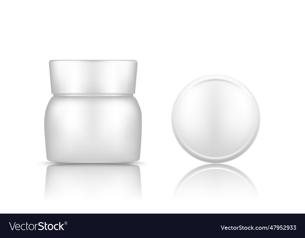 White Cosmetic Jar With Cap Top View Mockup Vector Image