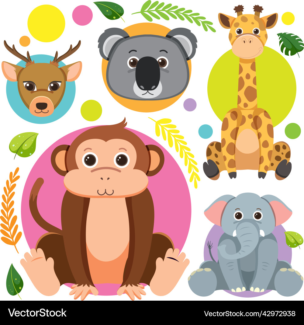 Cute animals seamless pattern Royalty Free Vector Image