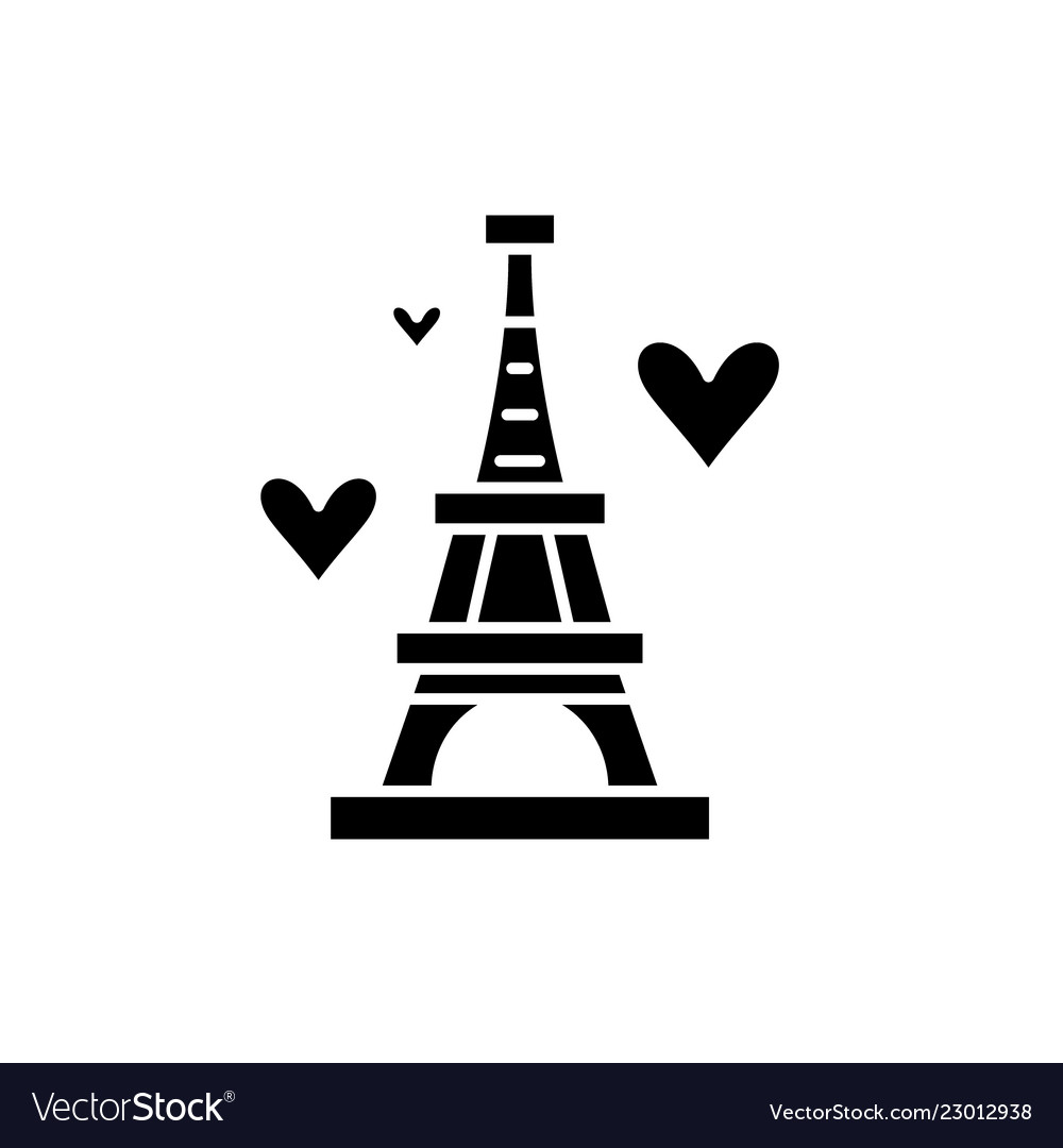 Eiffel tower black icon sign on isolated Vector Image