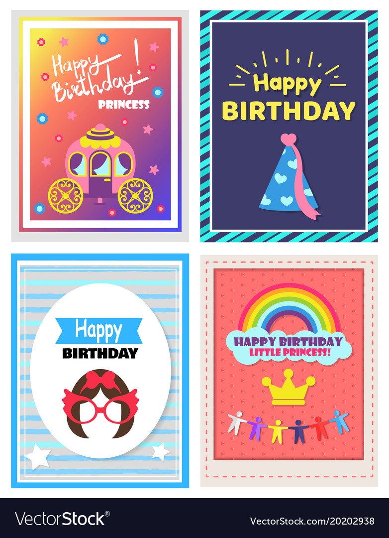 happy birthday little princess set of cute posters