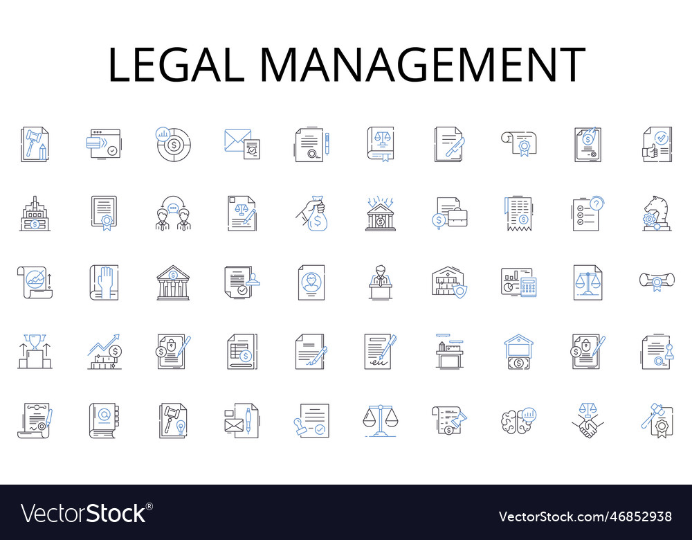 Legal management line icons collection farming Vector Image