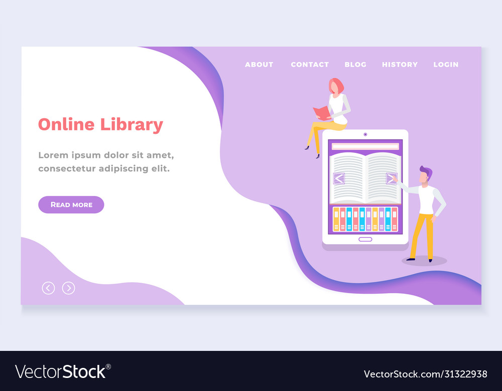 People using online library for learning Vector Image