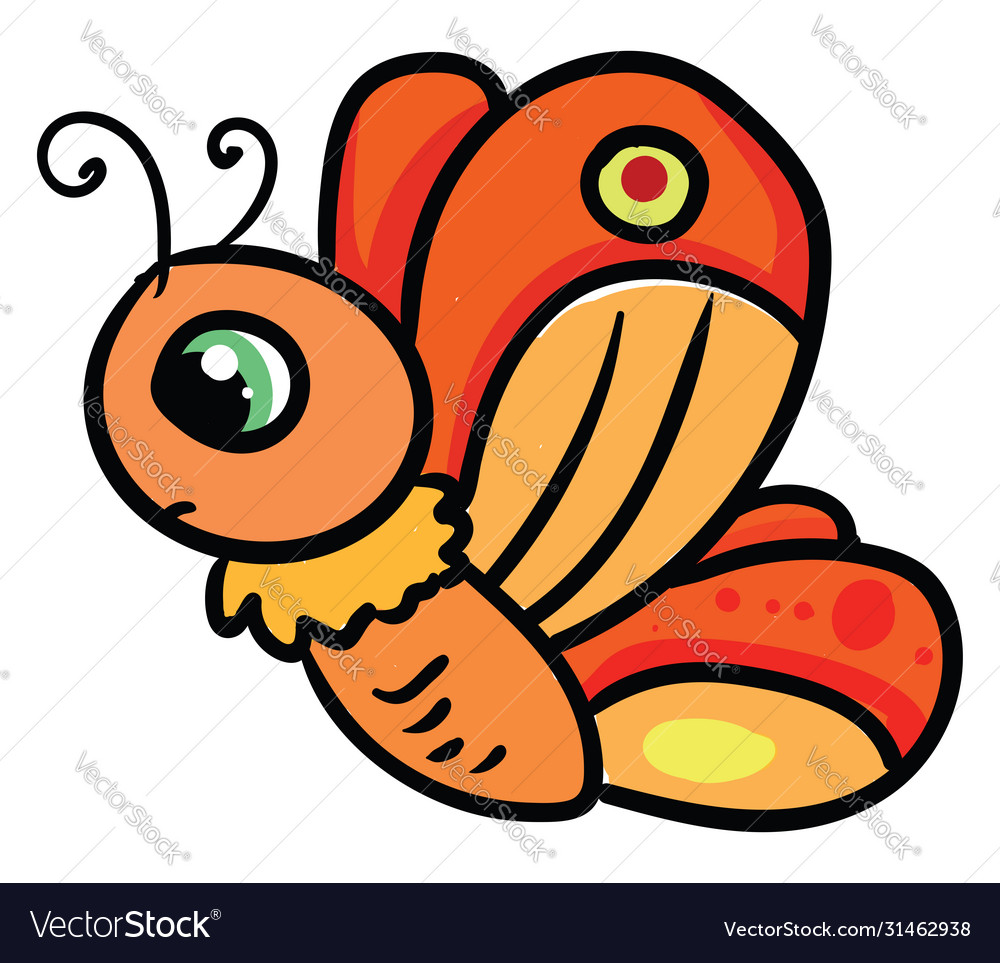 Sad butterfly on white background Royalty Free Vector Image