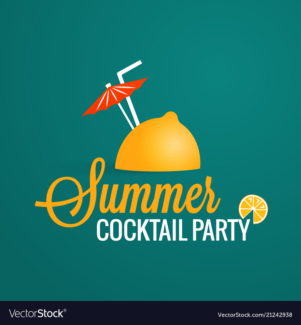 Summer cocktail party lemon with umbrella Vector Image