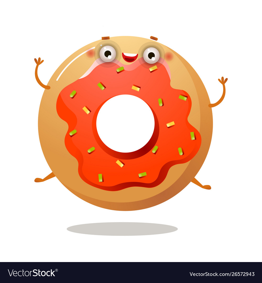 Cute funny sweet donut character is smiling Vector Image