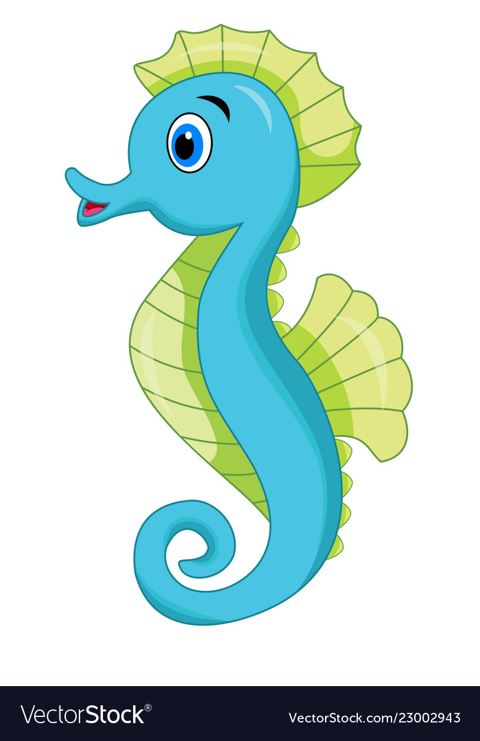 Cute seahorse cartoon Royalty Free Vector Image