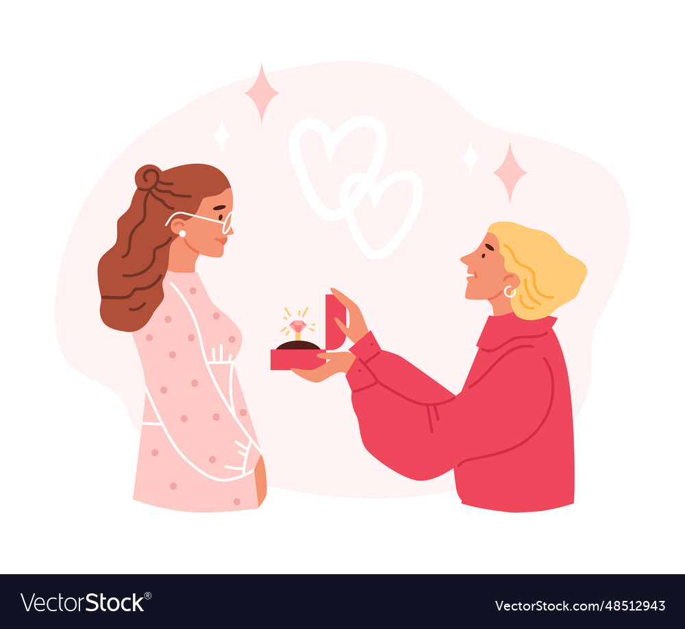 Marriage Proposal Surprise Man Proposes A Woman Vector Image 6936