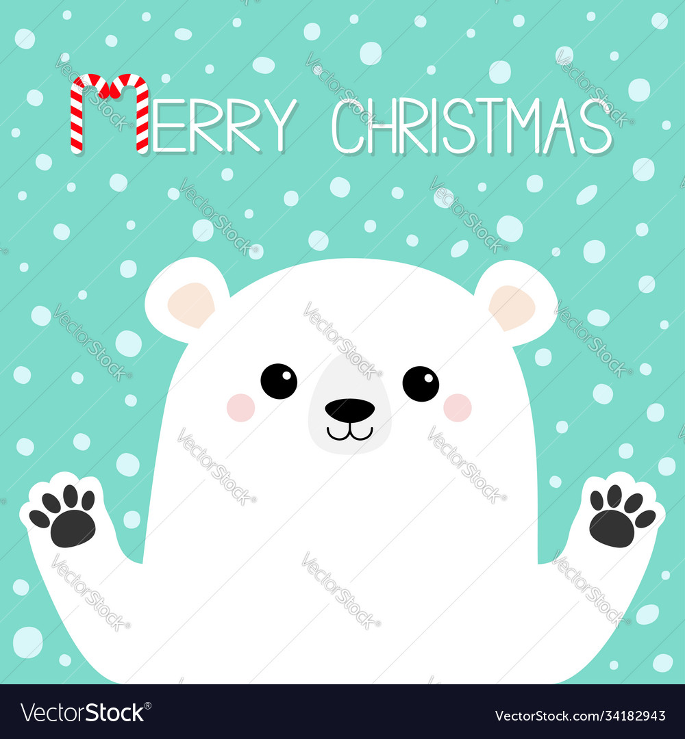 Merry christmas white polar bear holding hands Vector Image