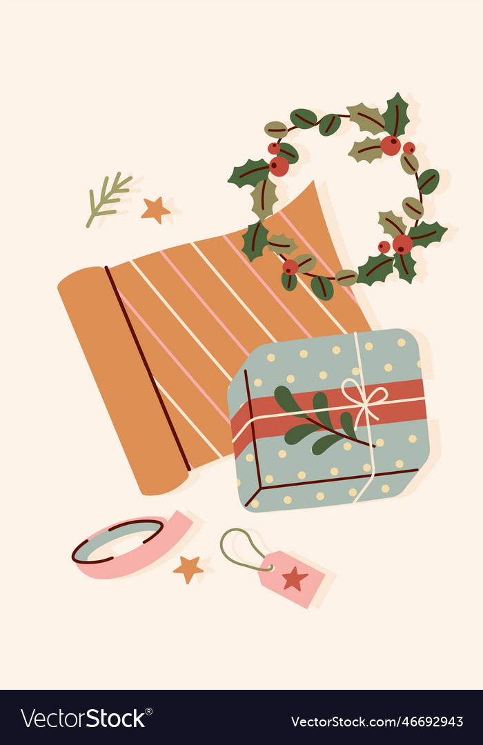 Presents wrapping process Royalty Free Vector Image