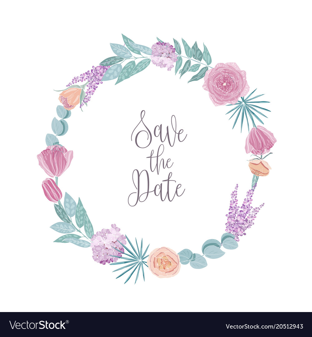 Download Save the date card template decorated with round Vector Image