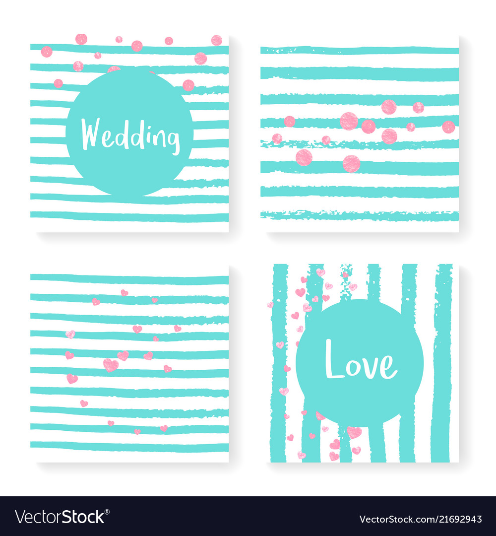 Wedding glitter confetti on stripes invitation