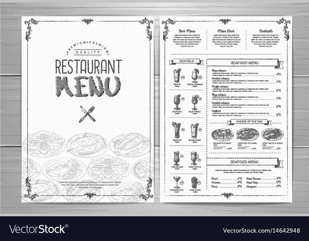 Hand drawing restaurant menu design Royalty Free Vector