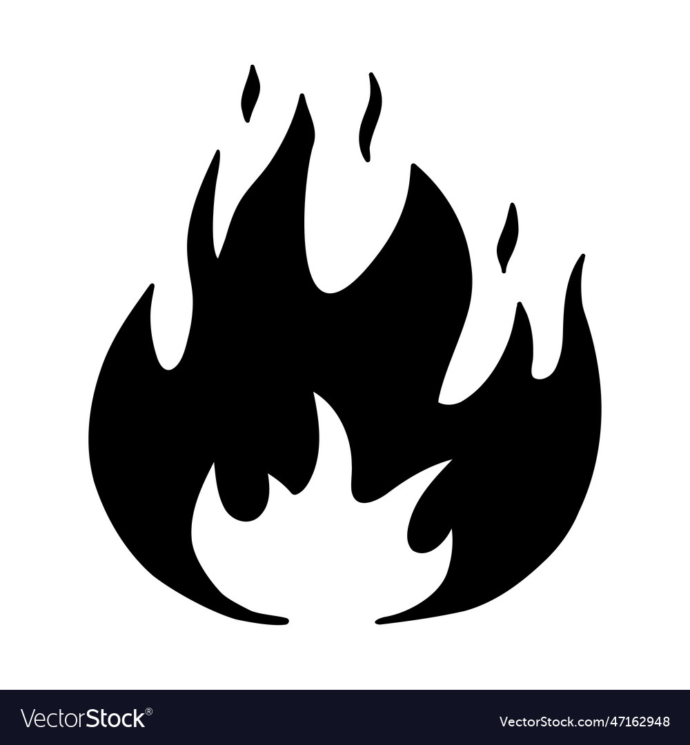 Hand drawn fire silhouette fireball black Vector Image