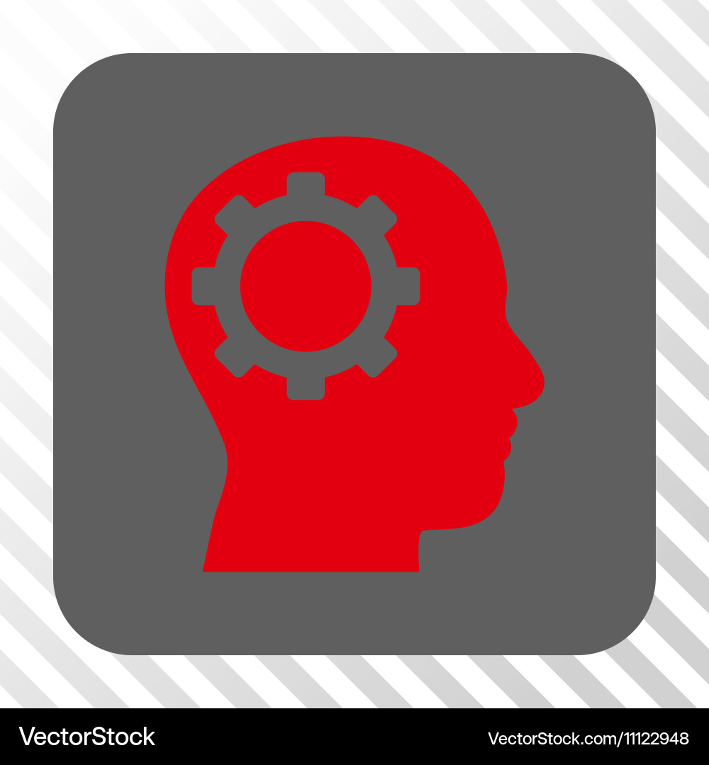 Intellect gear rounded square button Royalty Free Vector