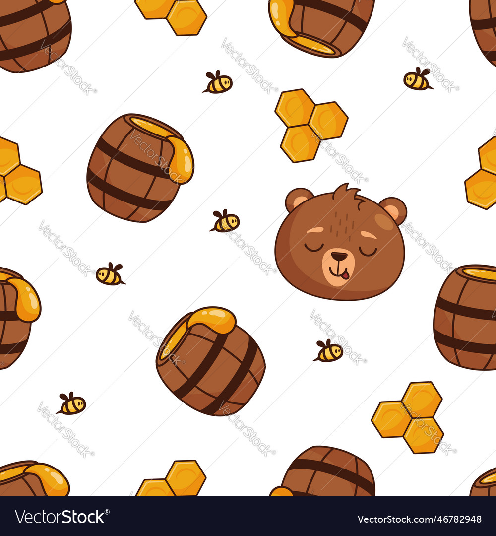 Seamless pattern with cartoon baby bears