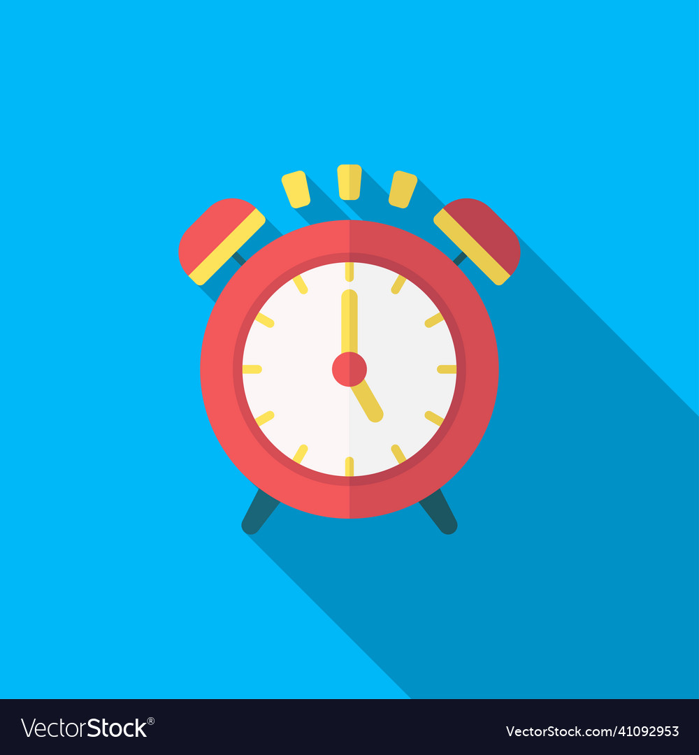 Art clock icon flat long shadow design Royalty Free Vector