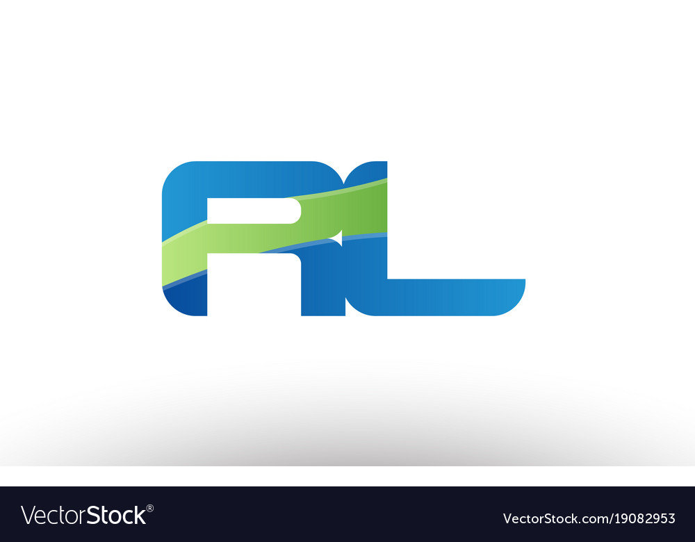 Blue green rl r l alphabet letter logo