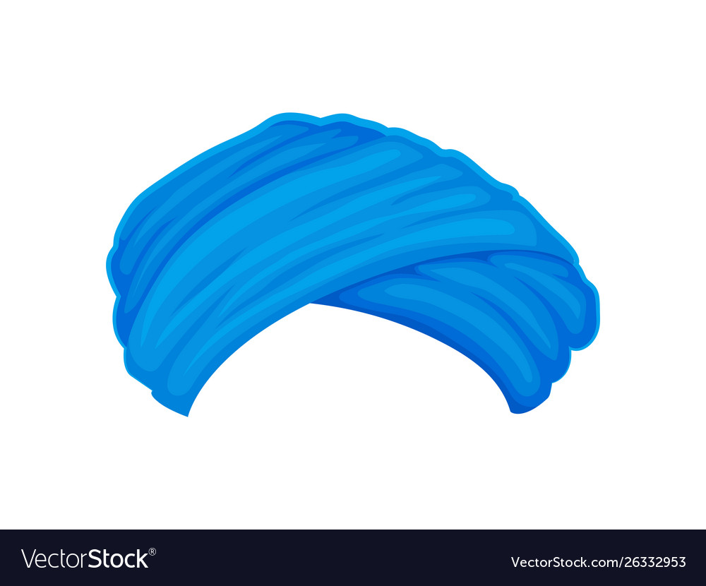 Blue low turban on white