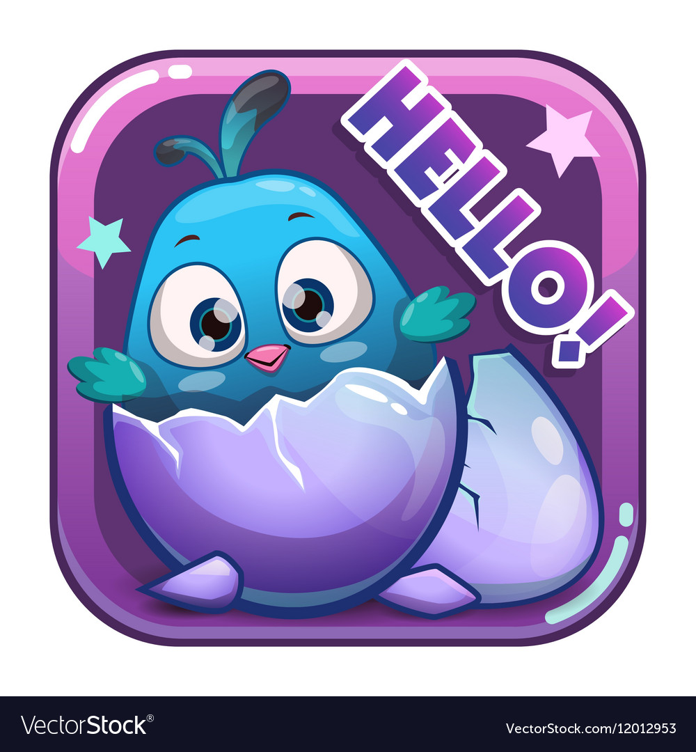 Cartoon App Icon With Funny Bird Vector Image Cartoon App Icon With Funny Bird Vector Image