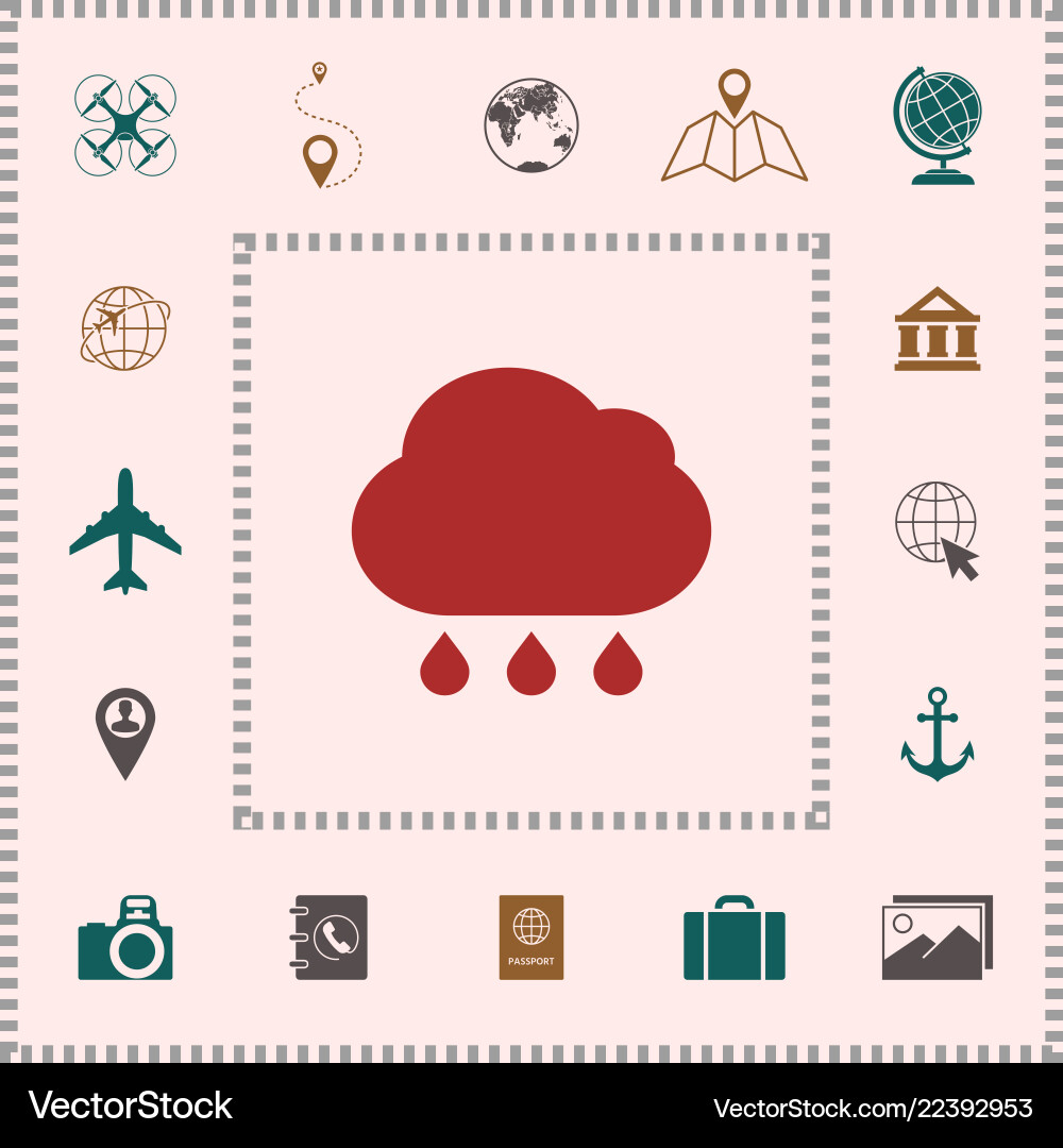 Cloud rain icon with drops elements for your Vector Image