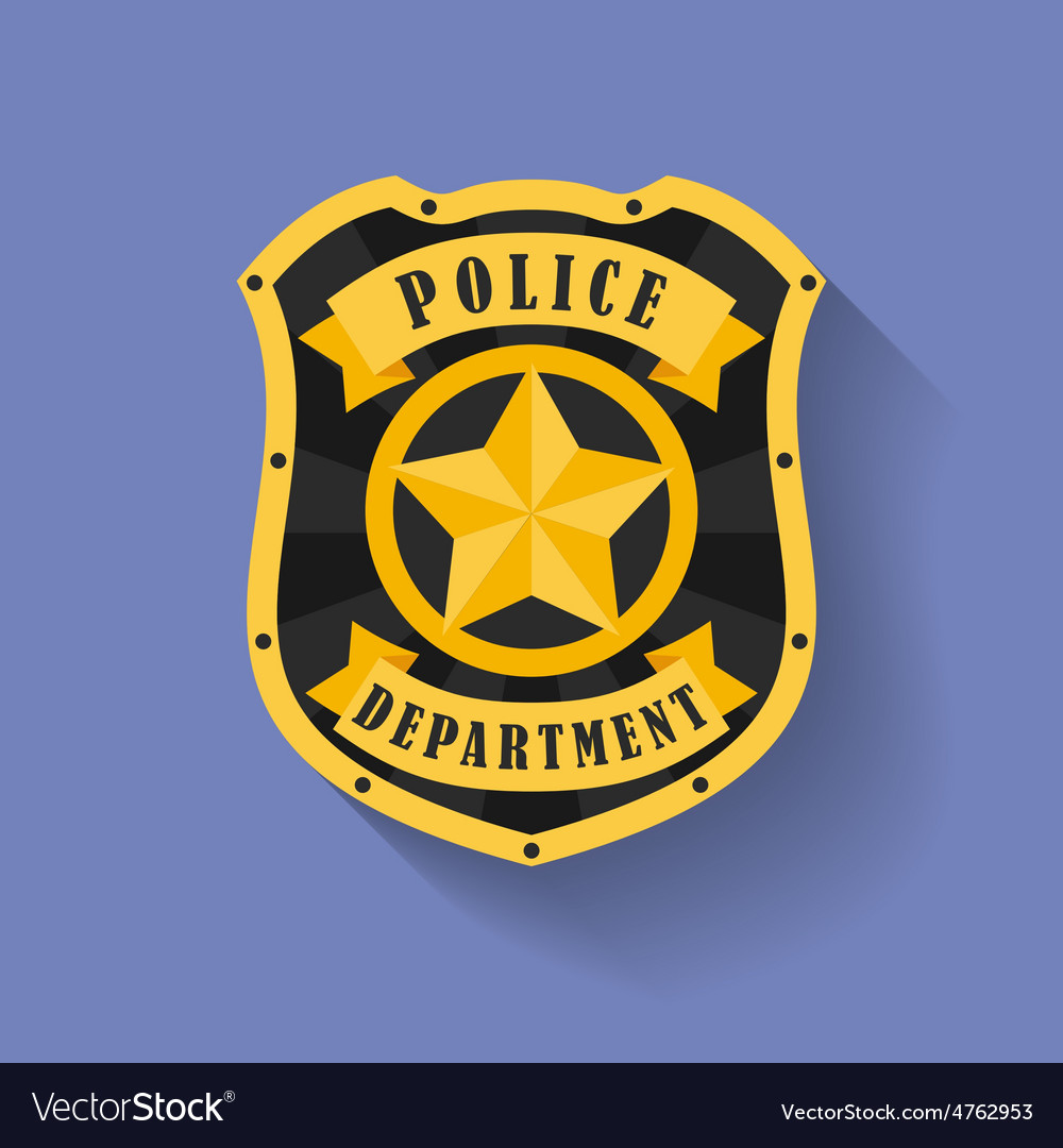 Icon of Police Sheriff badge Flat style Royalty Free Vector