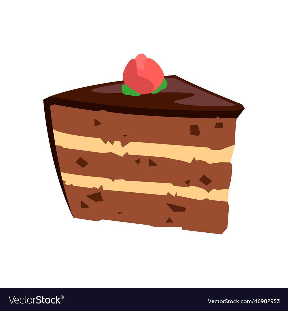 Piece of chocolate sponge cake cartoon Royalty Free Vector