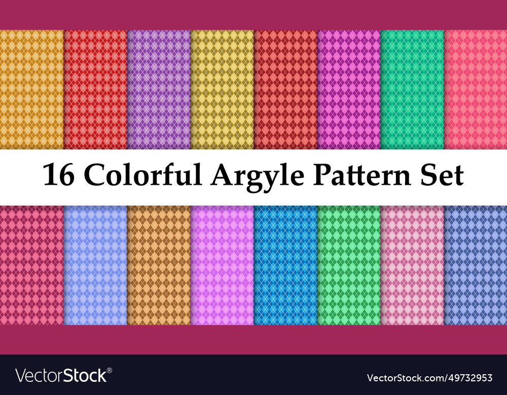 Set of a seamless colorful argyle pattern Vector Image