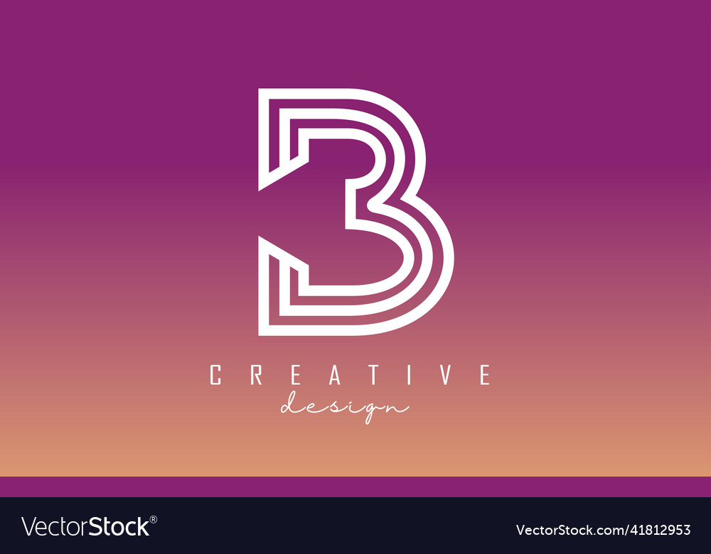 White b letter logo monogram design creative