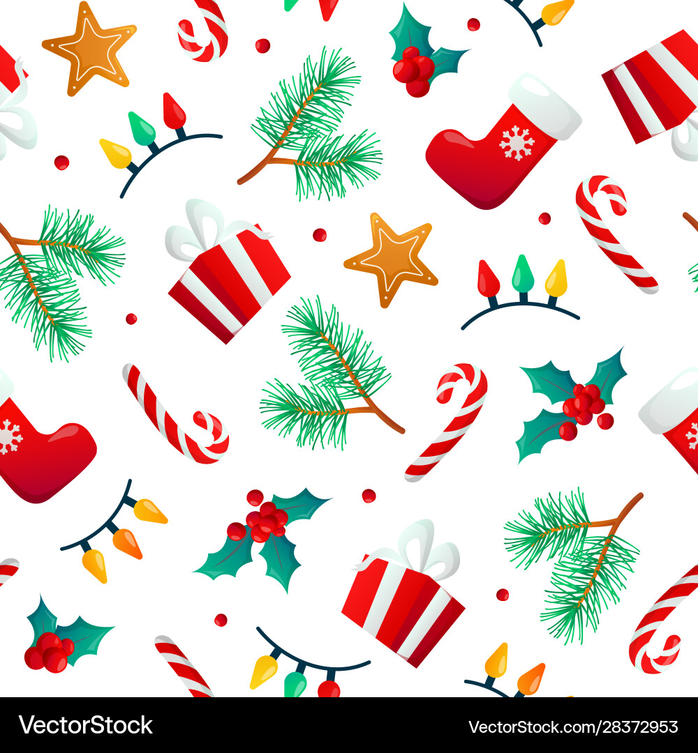 Winter holiday seamless pattern Royalty Free Vector Image