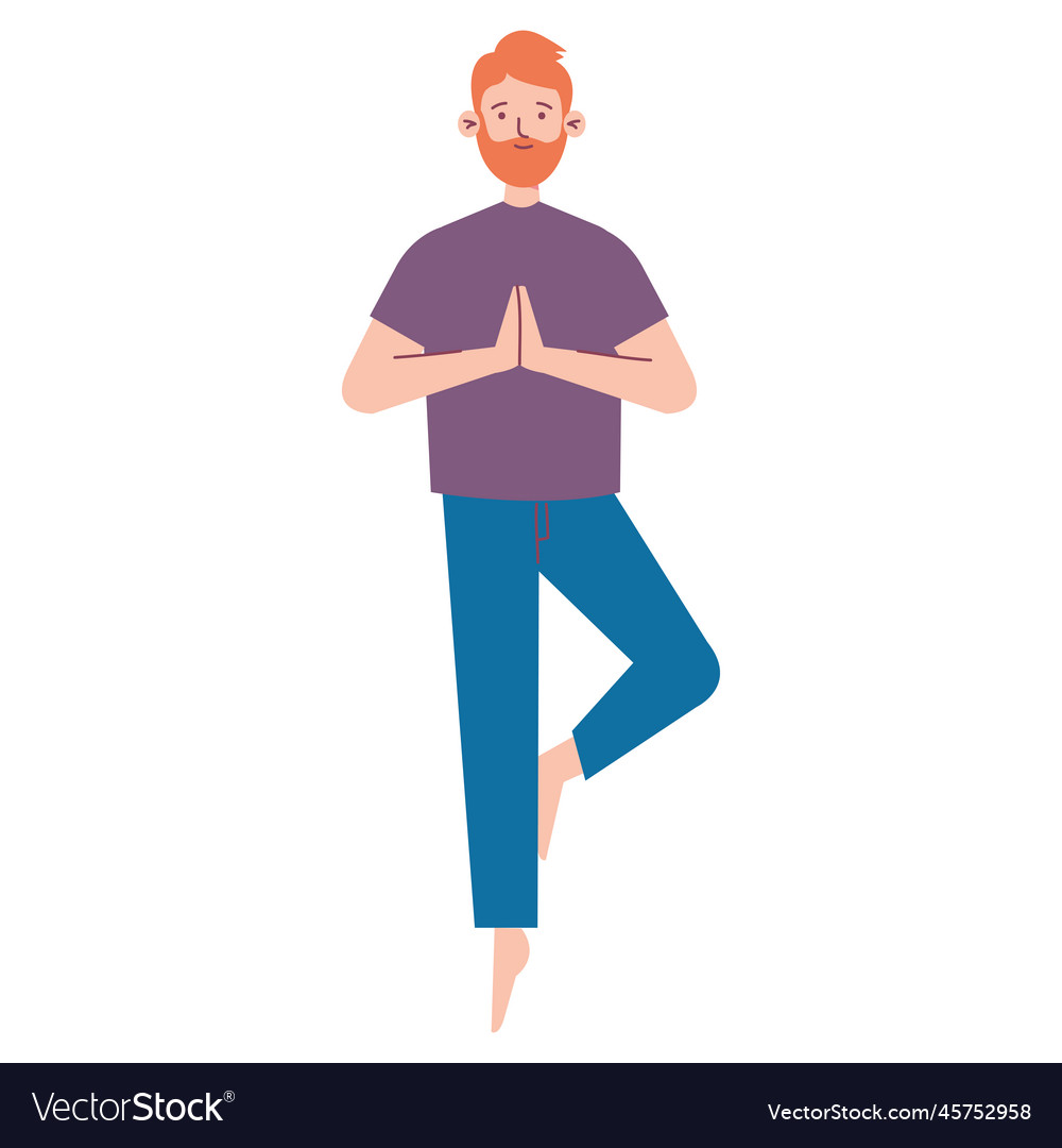 Athletic man practicing yoga Royalty Free Vector Image