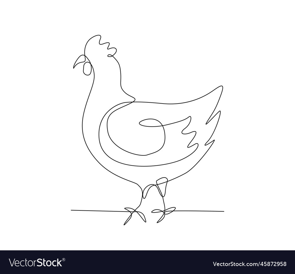 Continuous one line drawing of hen chicken Vector Image