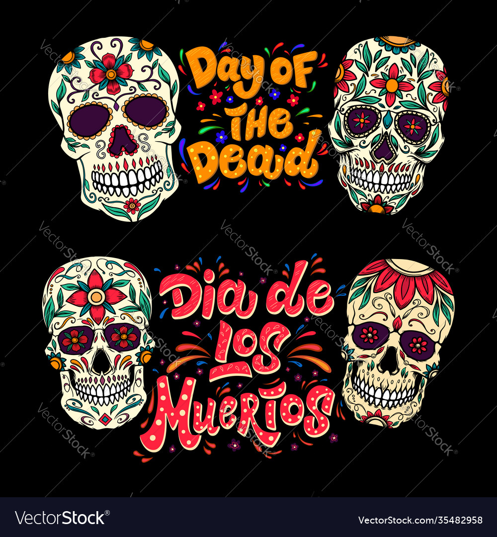 Dia De Los Muertos Day Dead Lettering Royalty Free Vector