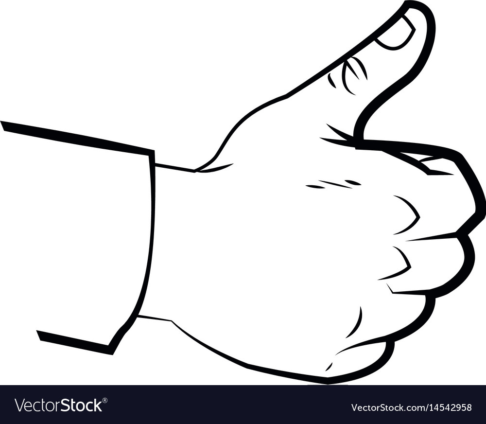 Hand Make Thumb Up Comic Line Design Royalty Free Vector