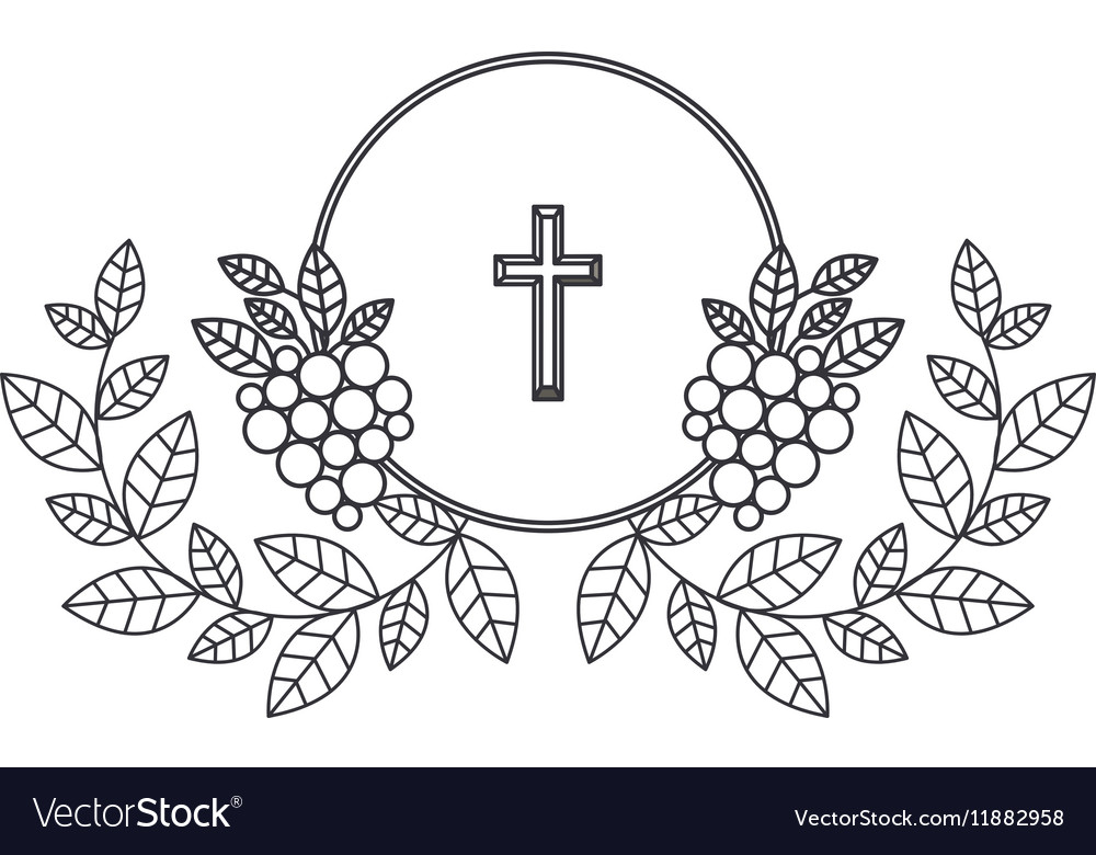 Isolated religion cross and grapes design