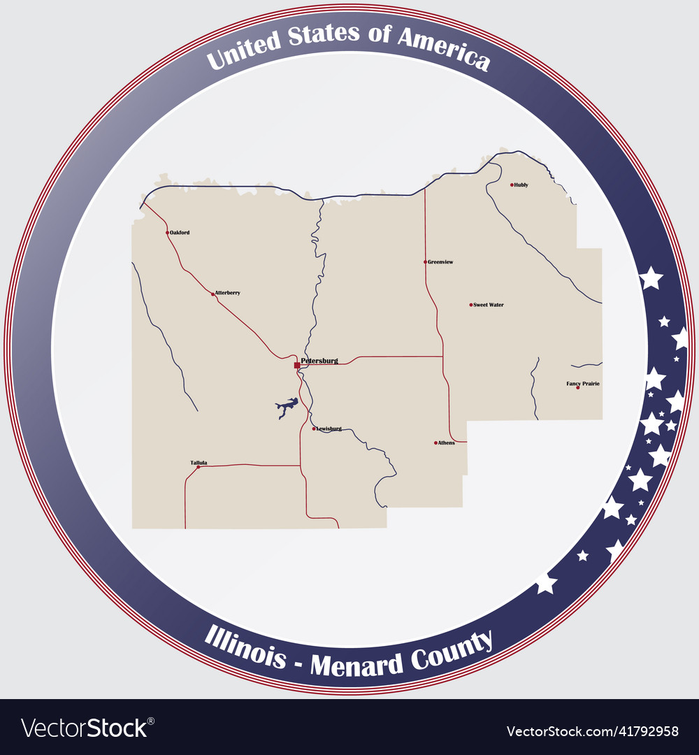 Map of menard county in illinois Royalty Free Vector Image