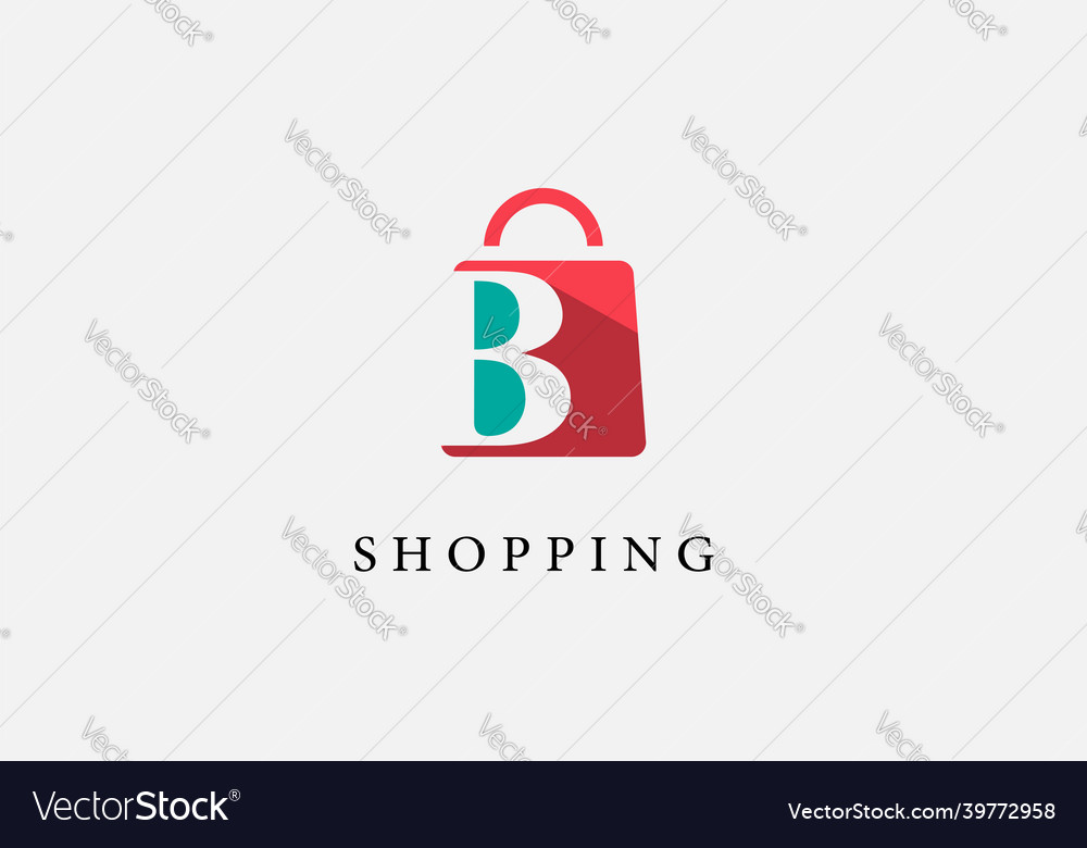 Online shop logo design initial b isolated red