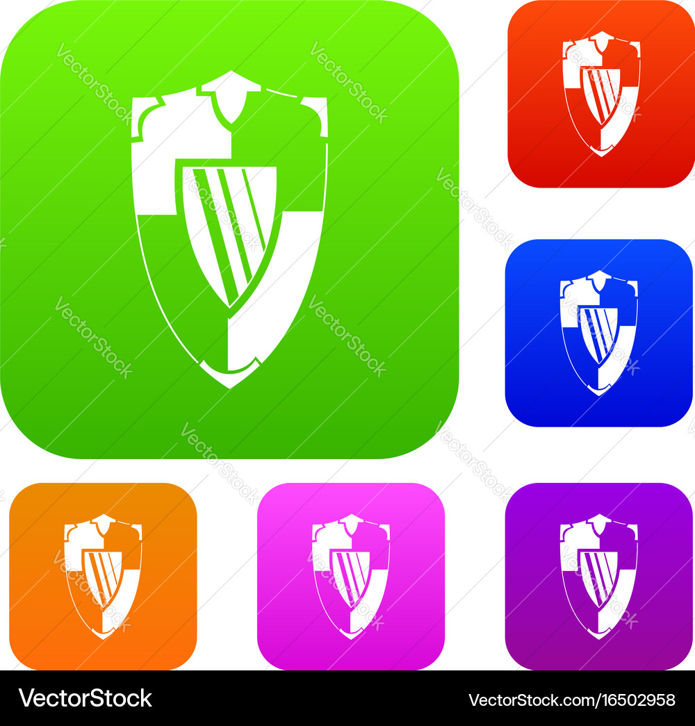 Shield set collection Royalty Free Vector Image