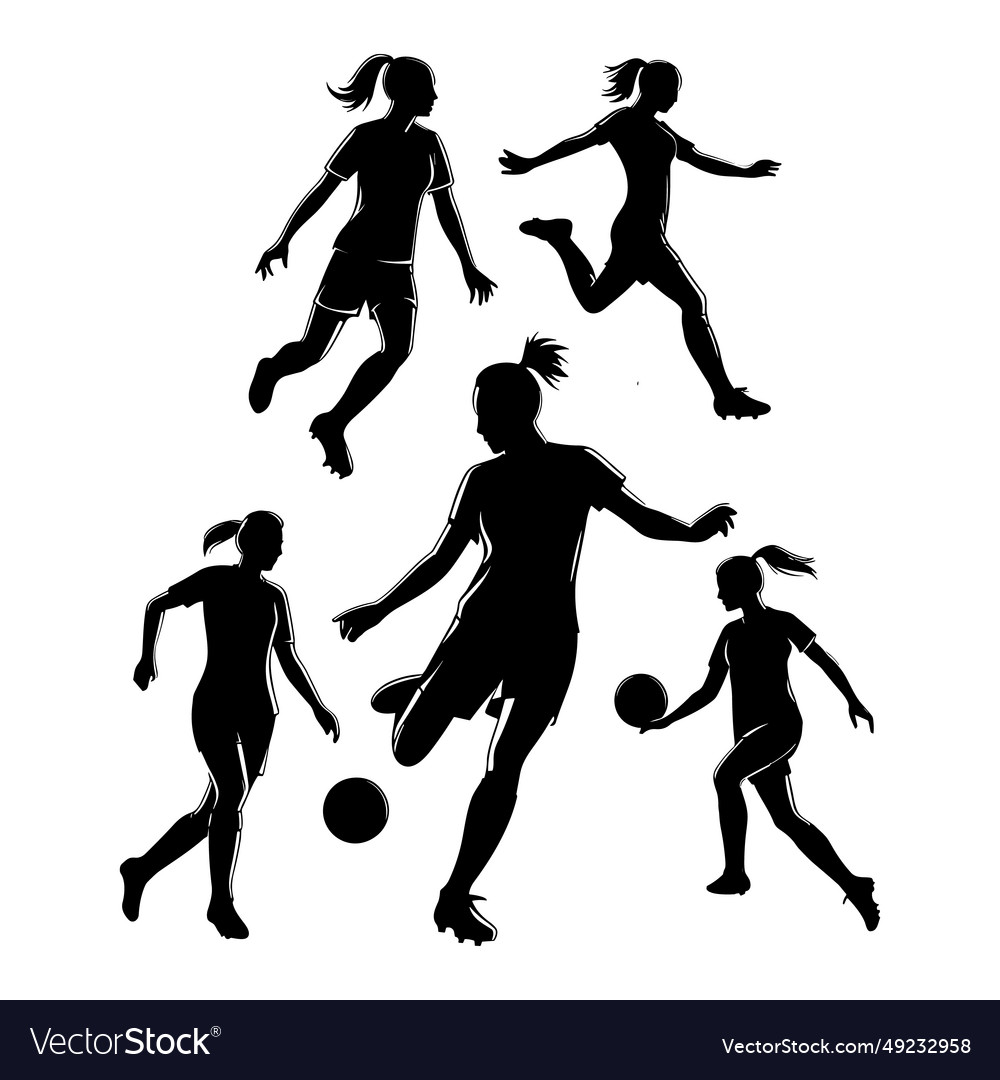 Silhouette set of soccer players Royalty Free Vector Image