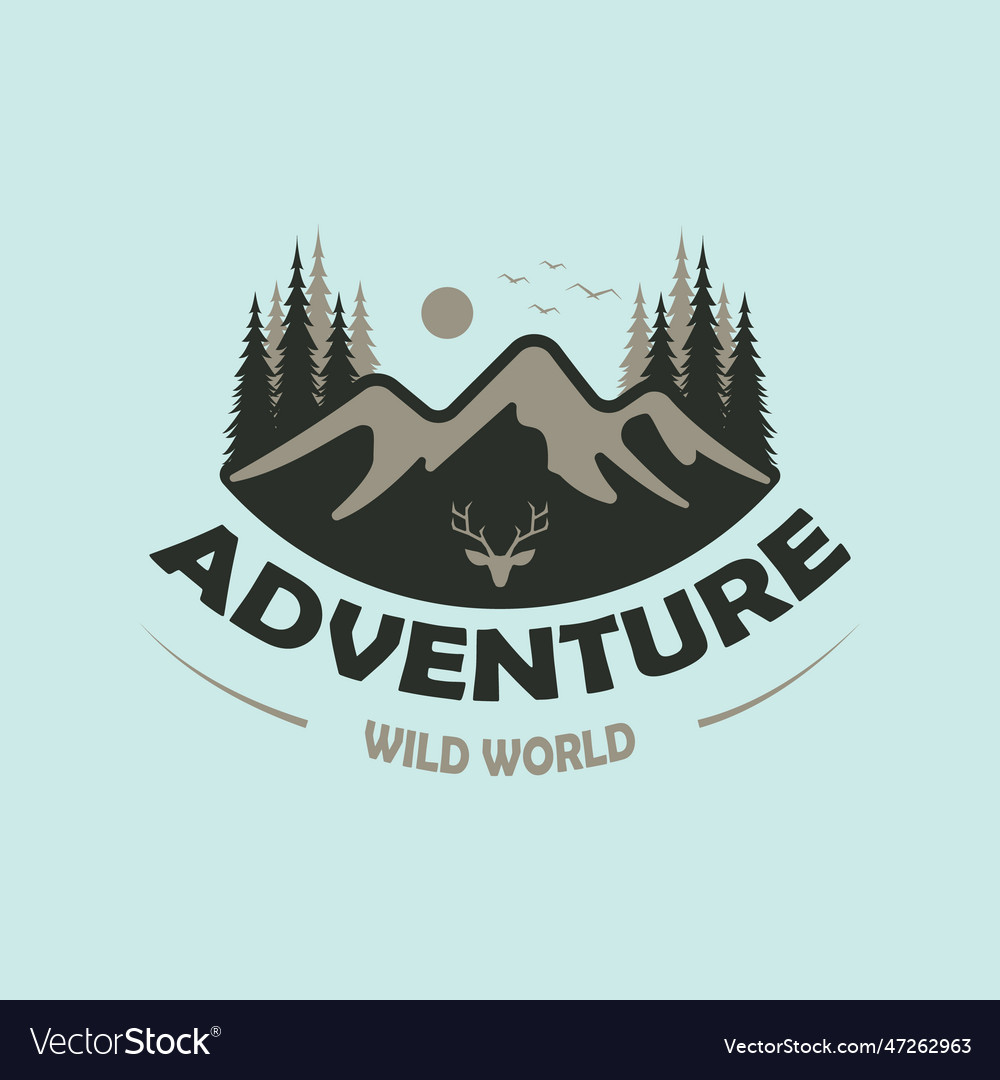 Adventure Mountain Logo Vintage Designoutdoors Vector Image